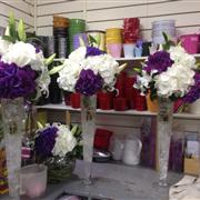 Purple and white Hydrangea Vases