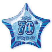 Happy 70th Birthday Balloon- blue star