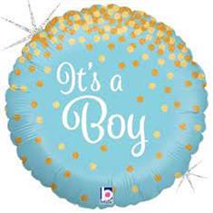 It&#39;s a Boy Balloon- gold confetti