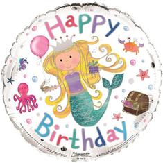 Happy Birthday Balloon- Blond Mermaid