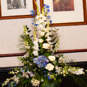 White and Blue Pedestal