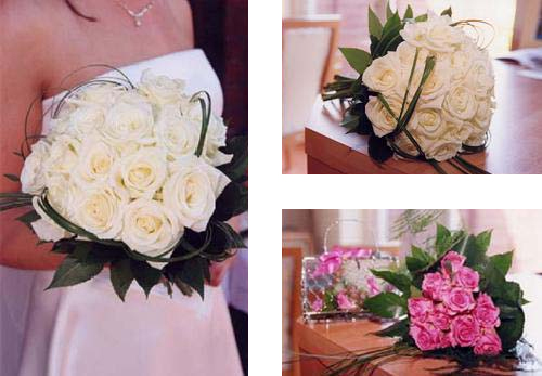 Akito rose bridal posy with looped beare grass
