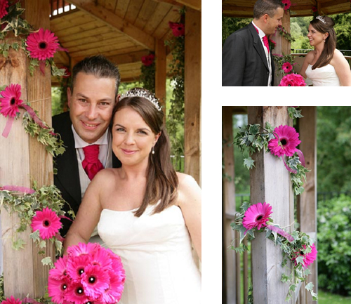 Large white gerbera bridesmaid posy Cerise Gerbera Wedding