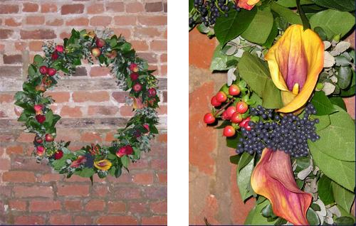 Foliage ring, crammed with apples and berries
