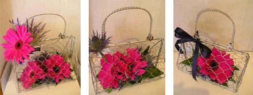 Cerise Gerbera wedding bags