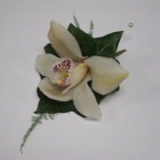 White Cymbidium Orchid Buttonhole