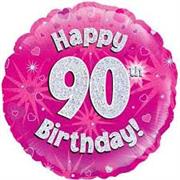 Happy 90th Birthday Balloon- Pink