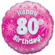 Happy 80th Birthday Balloon- pink