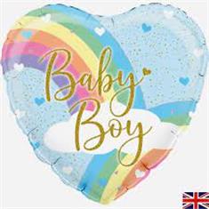 Baby Boy Balloon- Heart with Rainbows
