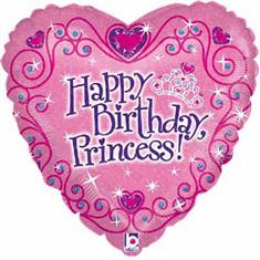 Happy Birthday Balloon- Princess Heart