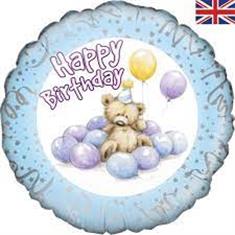 Happy Birthday Balloon- Simon Elvin Bear- Blue