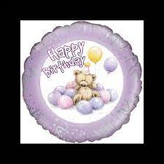 Happy Birthday Balloon- Simon Elvin bear- Lilac