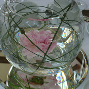 Gold fish bowl with peony