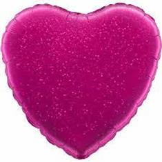 Holographic Heart - Fuchsia Balloon