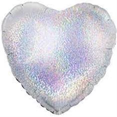 Holographic Heart - Silver Balloon