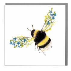 Card- Bee- blue flowers