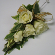 Spray white rose corsage