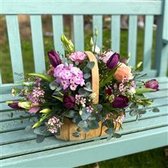 Loose pink and purple basket